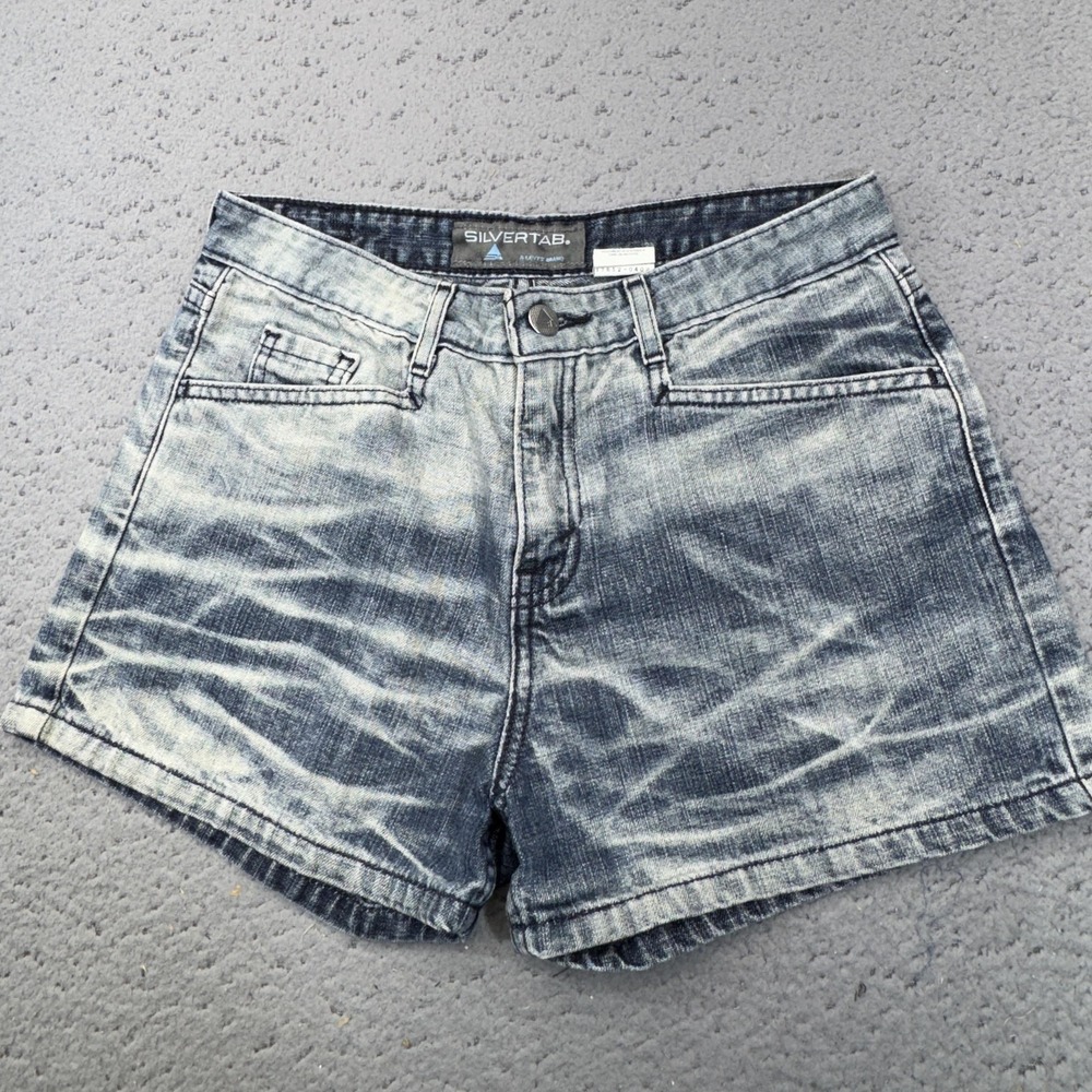 Levis SilverTab Shorts Womens 5 28 Waist Blue Denim Jorts Acid Wash Y2K Low Rise